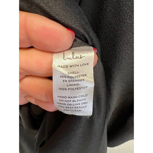 Lulus one shoulder Black Long Dress with front slit - Picture 5 of 9